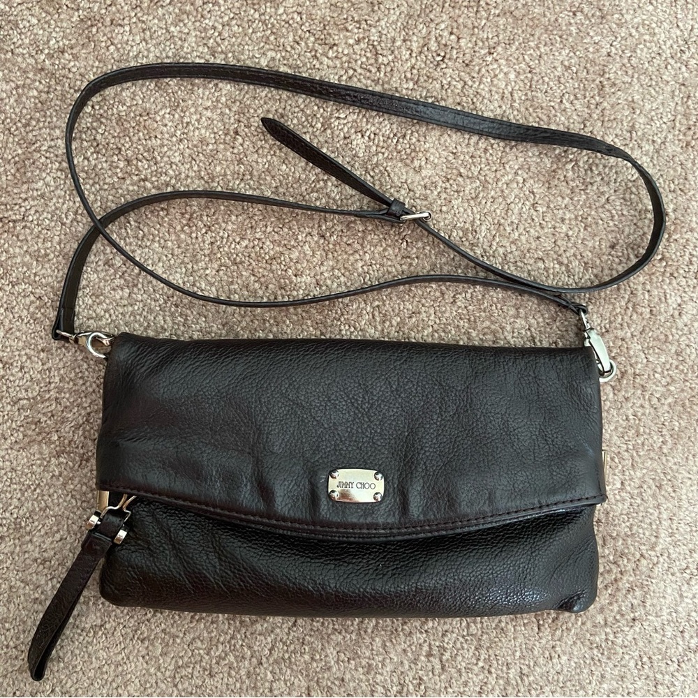 Jimmy Choo Flap Zip Leather Crossbody Bag